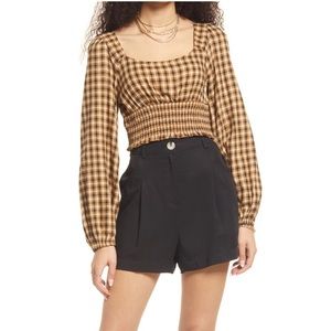 B.P. Nordstrom Plaid Crop Long Sleeve Top | NWT | Size 1X